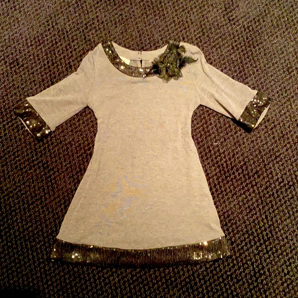 Dark grey, sequins trim dress